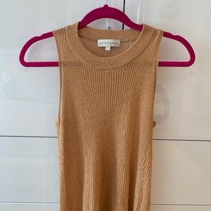 White and Warren ribbed copper sleeveless sweater